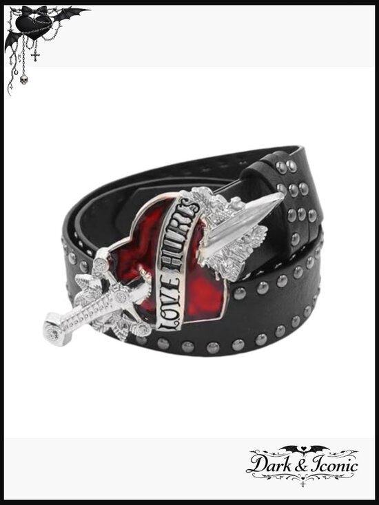 Gothic Punk Belt with Studded Rivets and Heart Buckle for Women main image 4